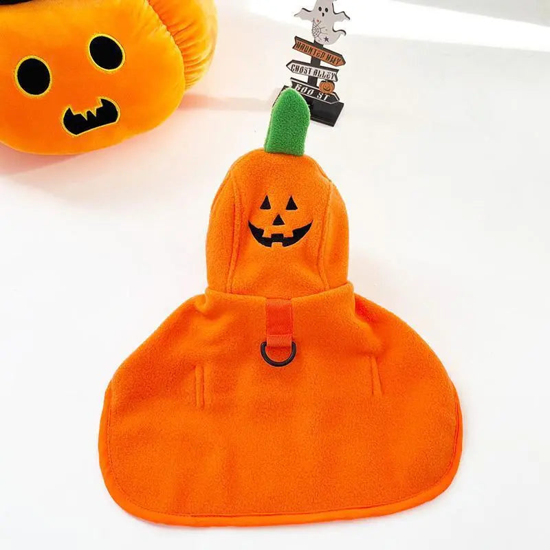La cape citrouille seule avec capuche et tige verte